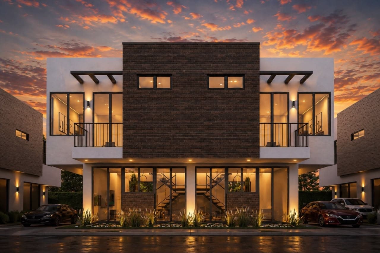 Fachada al atardecer
